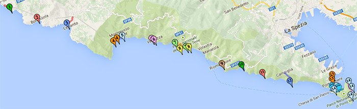All beaches of the Cinque Terre