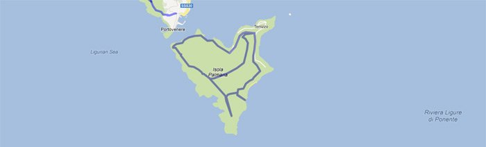 Map of trails on the island of Palmaria, preview