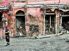 Reconstruction works in Vernazza, Italy
