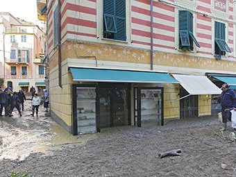 Shop opposite the church of St. John the Baptist in Monterosso (flooding, 2011), Italy