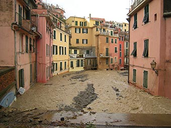 View from the railway station in Vernazza (flooding, 2011), Italy
