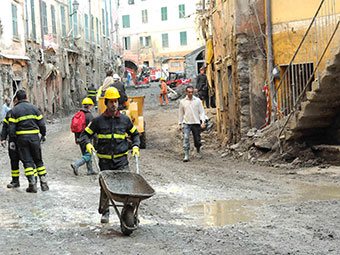 Main Street in Vernazza (flooding, 2011), Italy