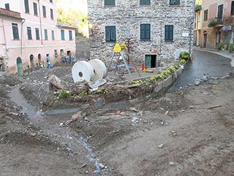 Area behind the station in Vernazza (flooding, 2011), Italy