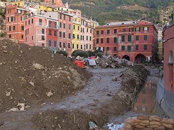 Beach and Main Square in Vernazza (flooding, 2011), Italy