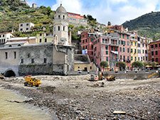 Main Square and the beach in Vernazza (a couple of months after the floods), Italy
